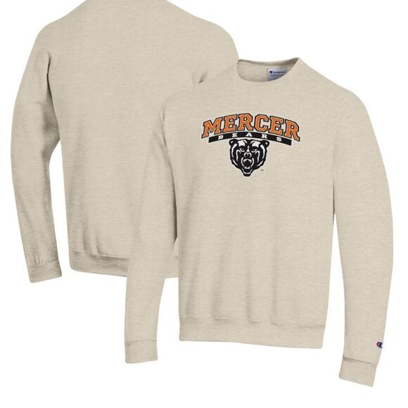 Champion Mercer Bears  Eco Powerblend Crewneck Sweatshirt / Heathered Oatmeal - Picture 2 of 3